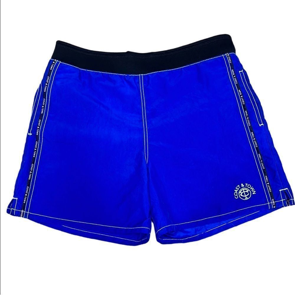 Coast & Town Men’s XG Blue/Black Board Shorts w Pockets & Adjustable Inside Tie